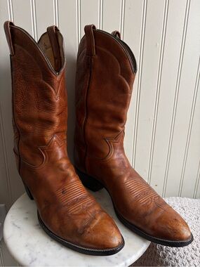 Vintage Tony Lama Leather Western Cowboy Boots Men’s 15 Brown VTG Southwestern